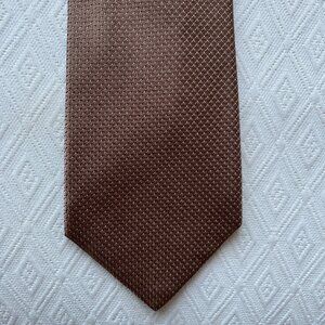 Kiton Napoli silk tie brown silver pin dot Made in Italy